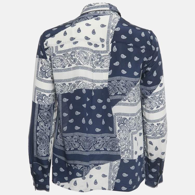 Pre Owned Alice + Olivia Navy Blue /White Bandana Print Shirt M