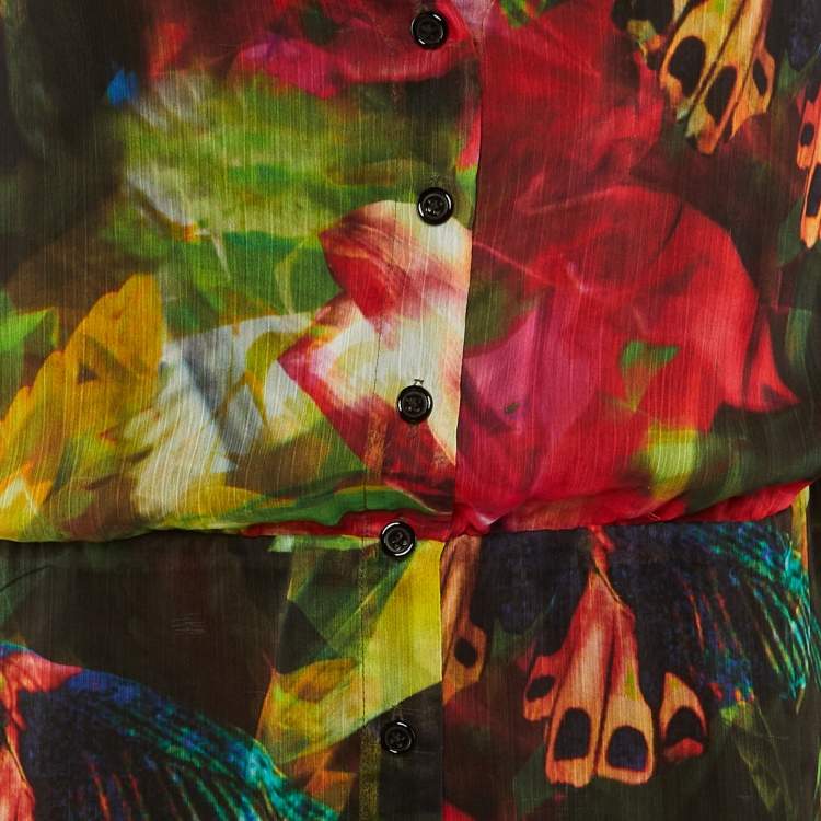 Pre Owned Alice + Olivia Multicolor Floral Butterfly Print Crepe Top M