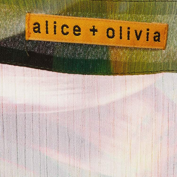 Pre Owned Alice + Olivia Multicolor Floral Butterfly Print Crepe Top M