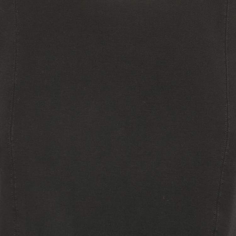 Pre Owned Alice + Olivia Black Lace Trim Jersey Zip-Up Crop Top M