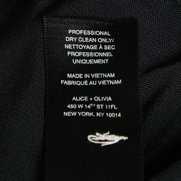 Pre Owned Alice + Olivia Black Lace Trim Jersey Zip-Up Crop Top M