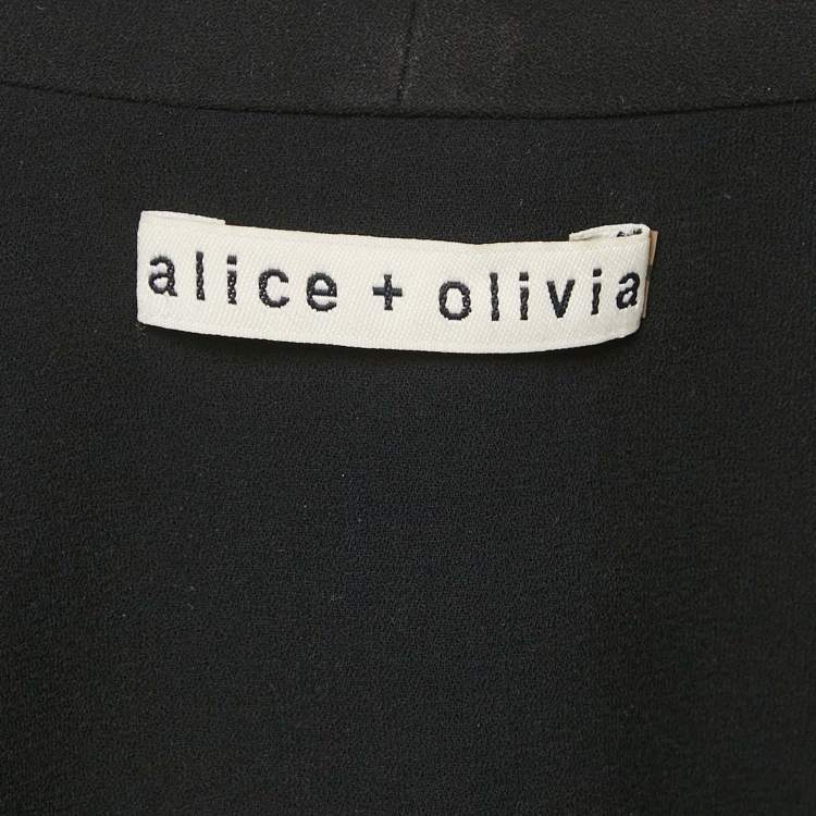 مملوكة مسبقًا Alice + Olivia Black Beaded Collar Crepe Blazer M