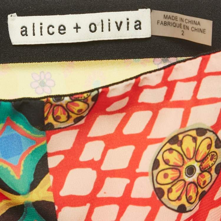 مملوكة مسبقًا Alice + Olivia Multicolor Printed Crepe Wide-Leg Trousers S