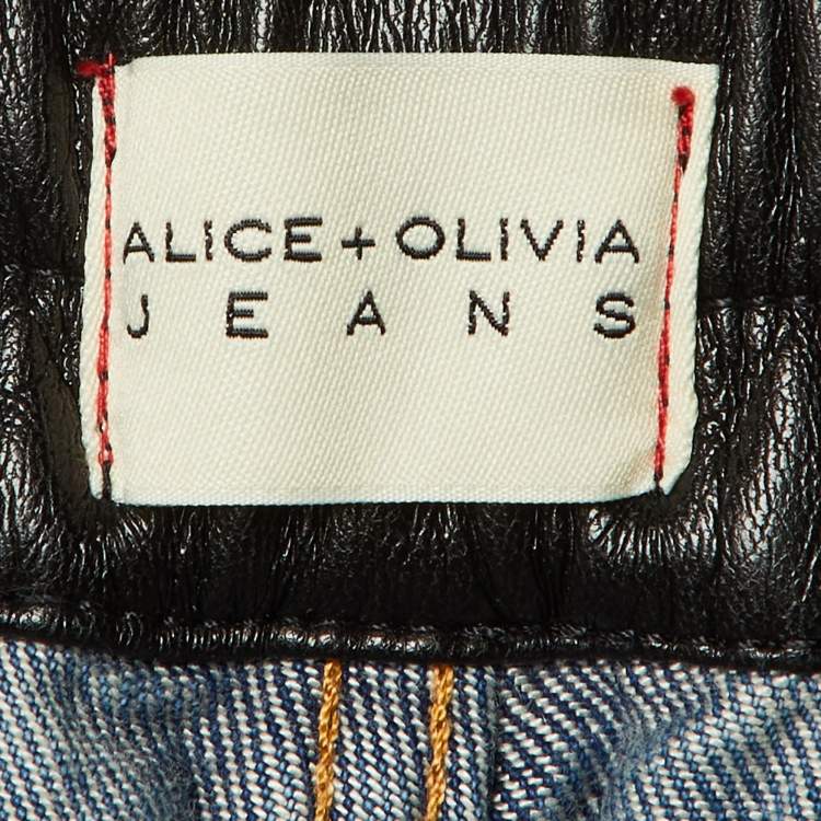 Pre Owned Alice + Olivia Blue Cotton Blend Low Rise Joette Cargo Jeans S Waist 27"