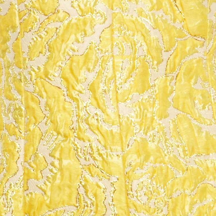Pre Owned Alice + Olivia Yellow Jacquard Tayla Mini Dress S