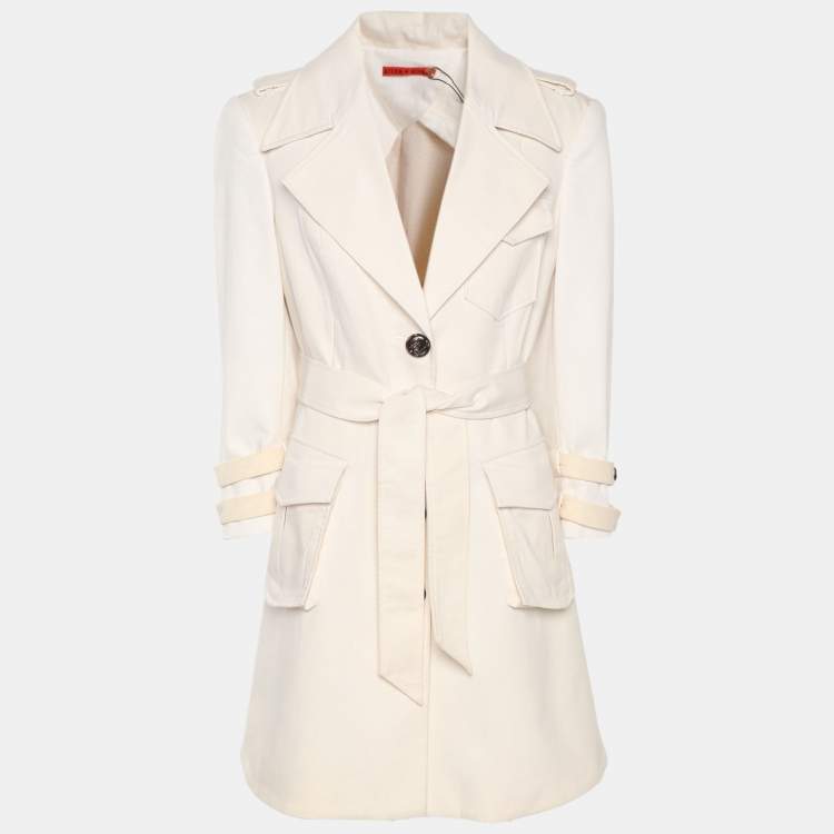 Pre Owned Alice + Olivia Cream Cotton Belted Coat L