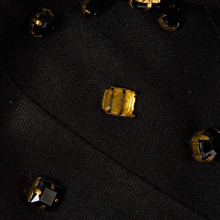 Pre Owned Alice + Olivia Black Embellished Jersey Feather Detail Peplum Mini Dress M