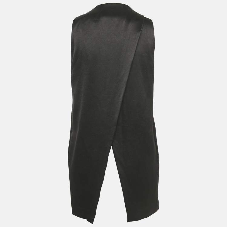 Pre Owned Alice + Olivia Black Satin Open Front Vest XS