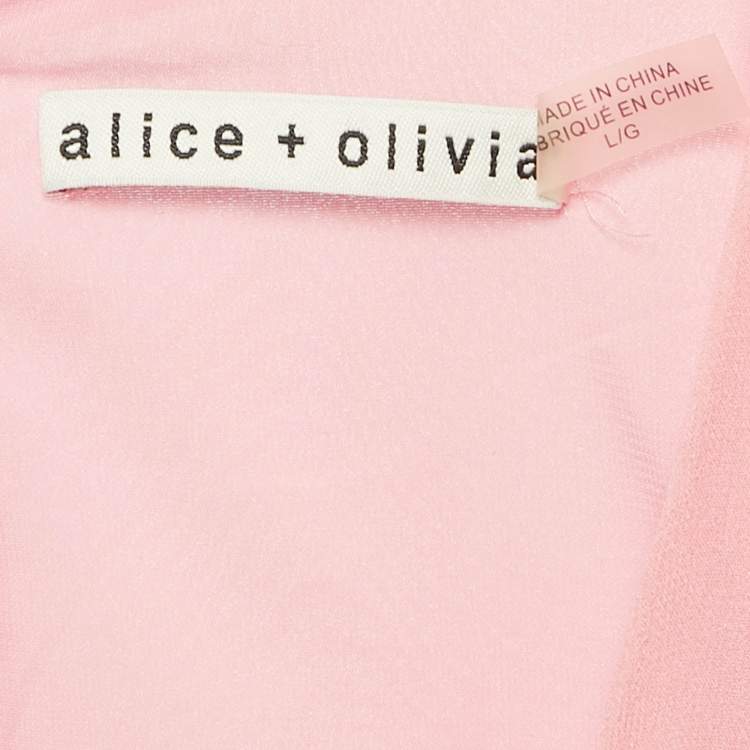Pre Owned Alice + Olivia Light Pink Silk Bell Sleeve Blouse L