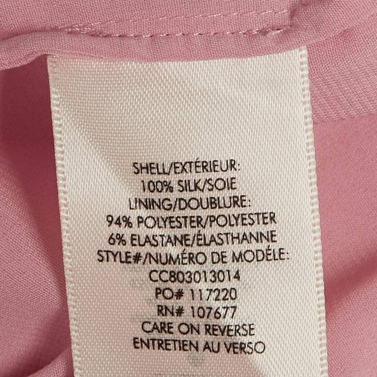 Pre Owned Alice + Olivia Light Pink Silk Bell Sleeve Blouse L