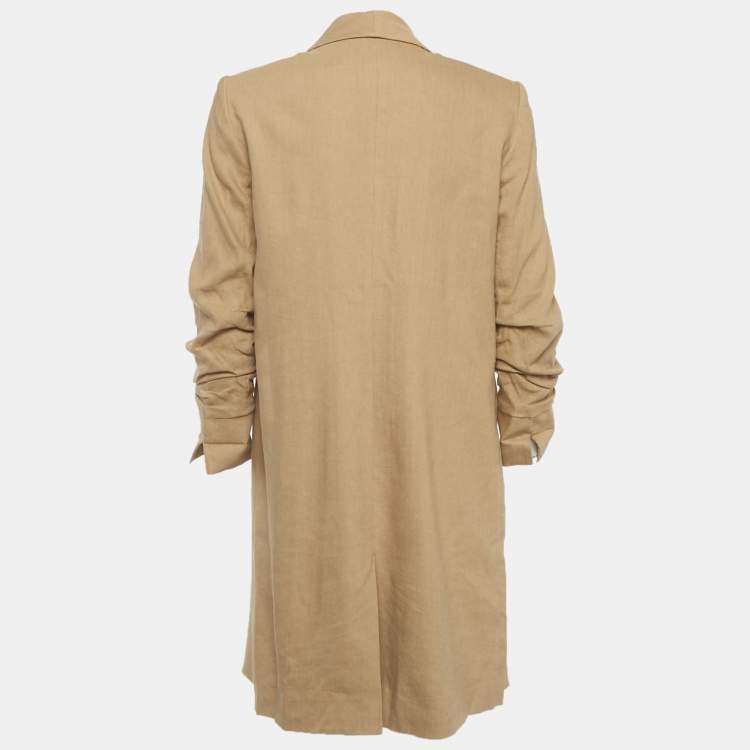 Pre Owned Alice + Olivia Brown Linen Blend Open Front Muriel Coat S
