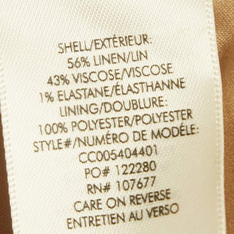 Pre Owned Alice + Olivia Brown Linen Blend Open Front Muriel Coat S