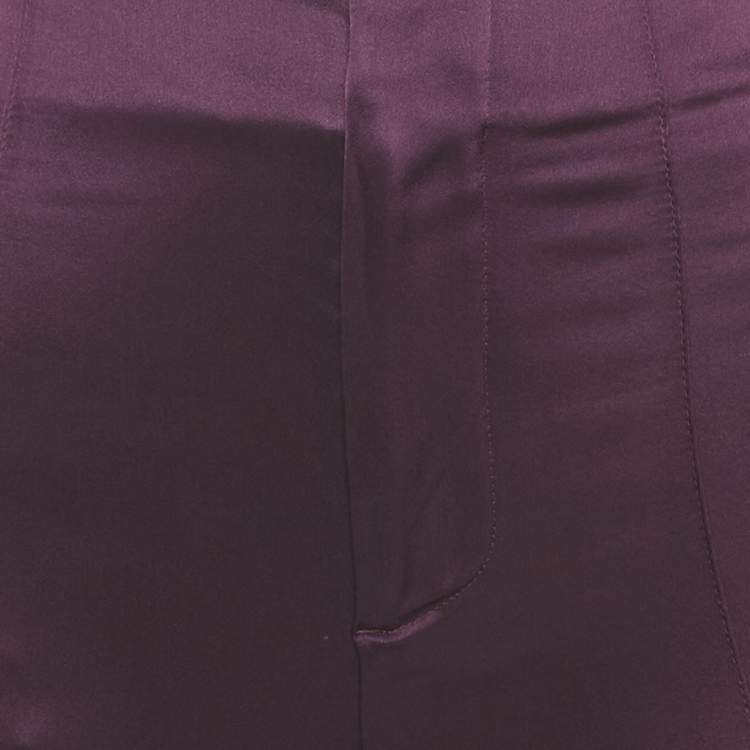Pre Owned Alice + Olivia Purple Satin Wide Leg Trousers S 