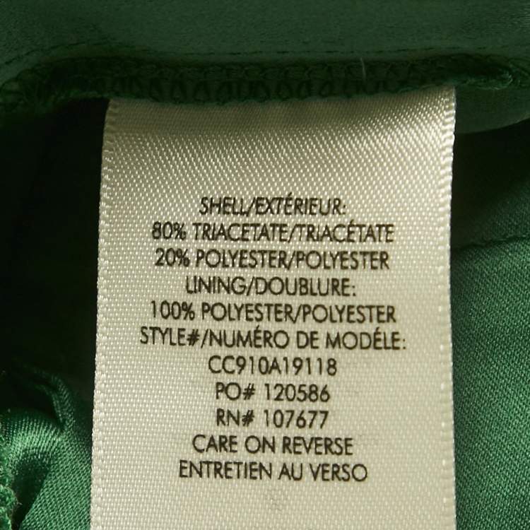 Pre Owned Alice + Olivia Green Satin Wide Leg Trousers S 