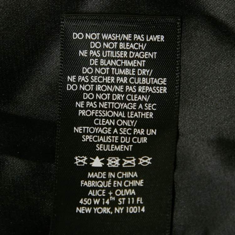 Pre Owned Alice + Olivia Pink/Black Snake-Effect Leather Biker Jacket S