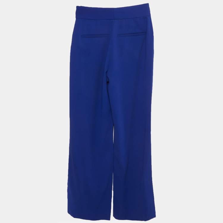 Pre Owned Alice + Olivia Blue Crepe Regular Fit Trousers S