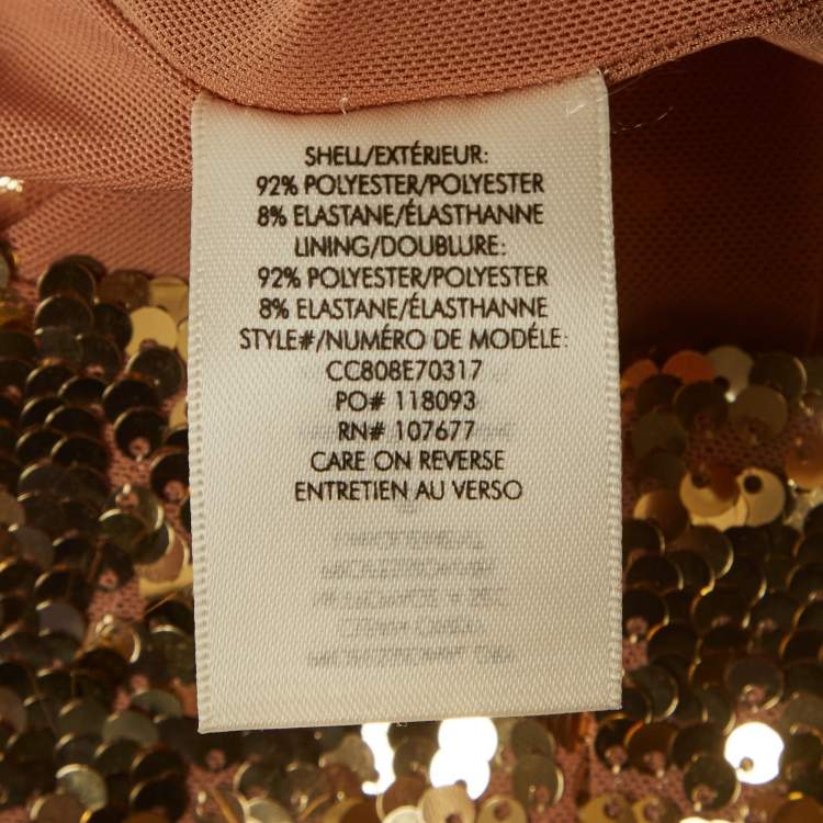 Pre Owned Alice + Olivia Gold Sequin Ramos Pencil Skirt XS