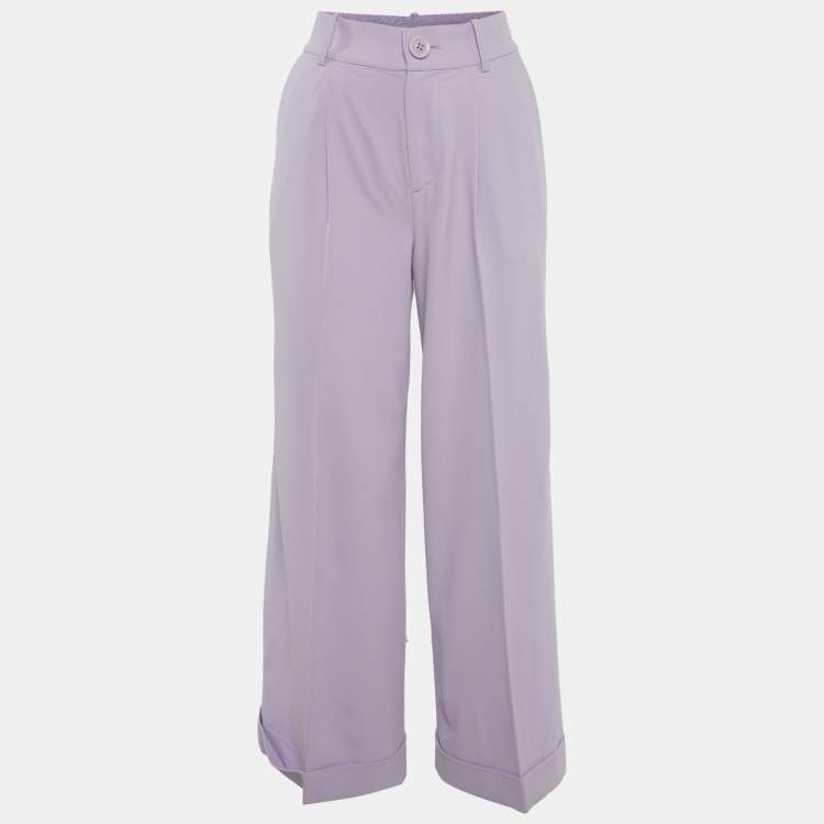 Pre Owned Alice + Olivia Purple Crepe Wide Leg Pants S