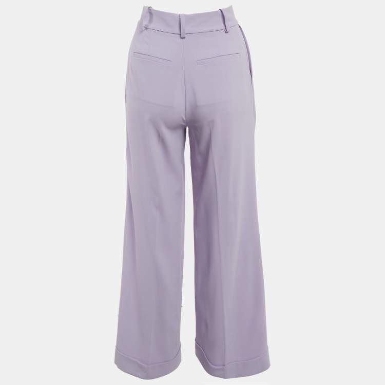 Pre Owned Alice + Olivia Purple Crepe Wide Leg Pants S