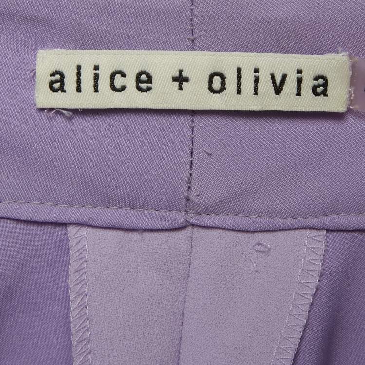 Pre Owned Alice + Olivia Purple Crepe Wide Leg Pants S