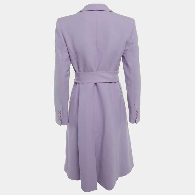 Pre Owned Alice + Olivia Lavender Wool Belted Mid-Length Coat S