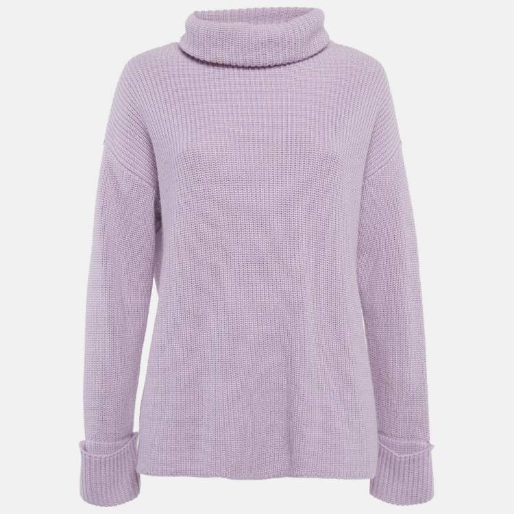 Pre Owned Alice + Olivia Purple Wool Knit Turtleneck Pullover M