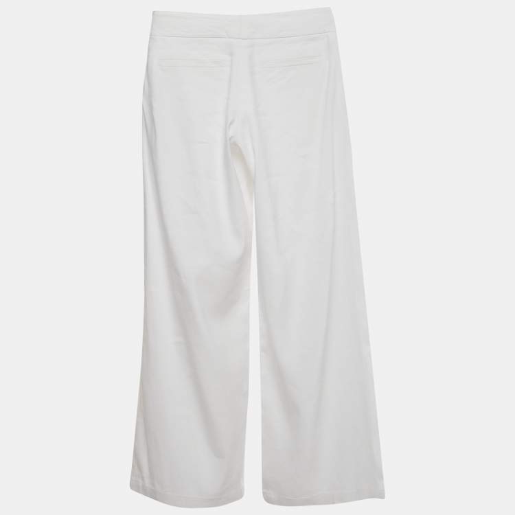 Pre Owned Alice + Olivia Classics White Cotton Wide Leg Pants S