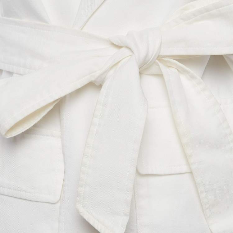 Pre Owned Alice + Olivia White Linen Blend Open-Front Belted Blazer S