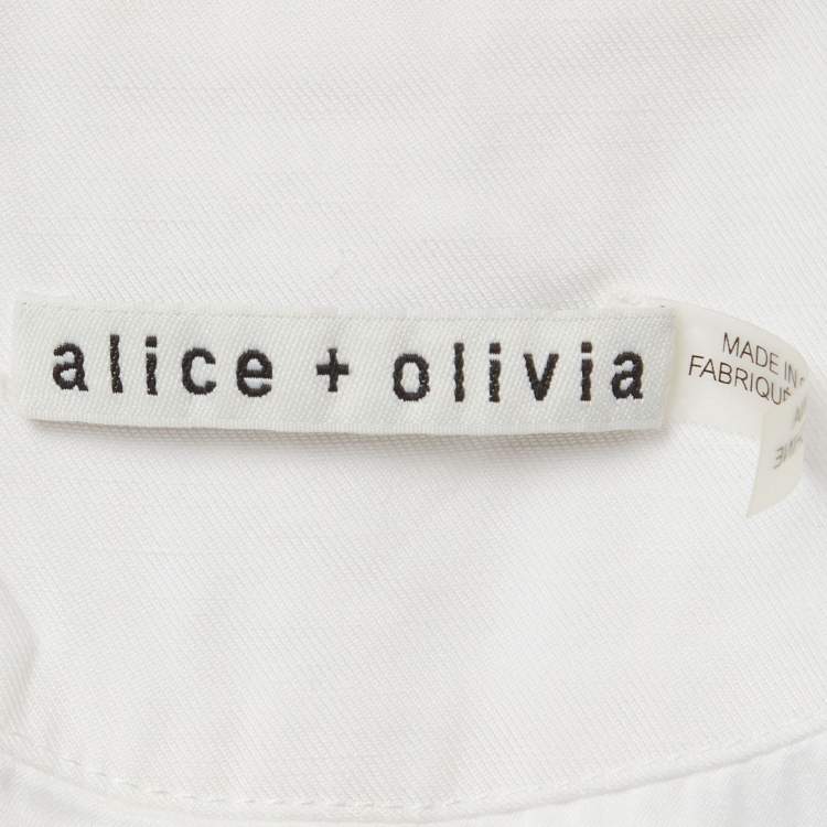Pre Owned Alice + Olivia White Linen Blend Open-Front Belted Blazer S
