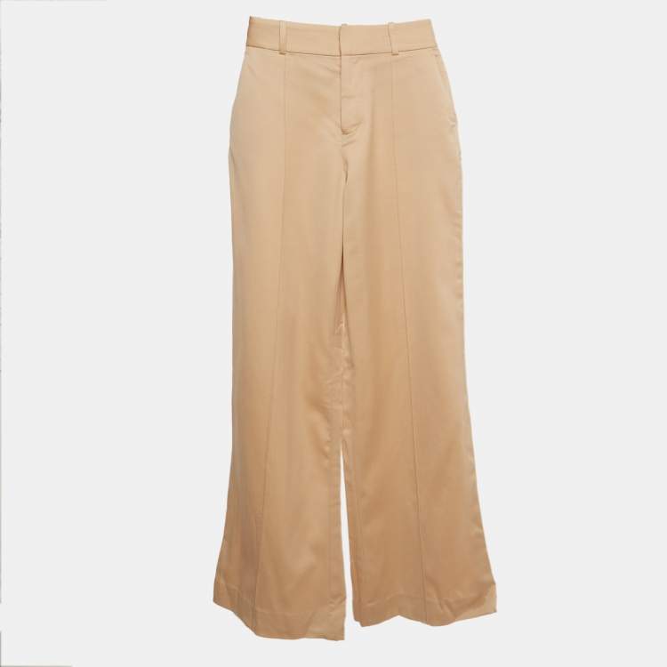 Pre Owned Alice + Olivia Beige Wool Wide-Leg Trousers S