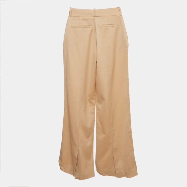 Pre Owned Alice + Olivia Beige Wool Wide-Leg Trousers S