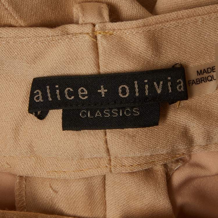 Pre Owned Alice + Olivia Beige Wool Wide-Leg Trousers S