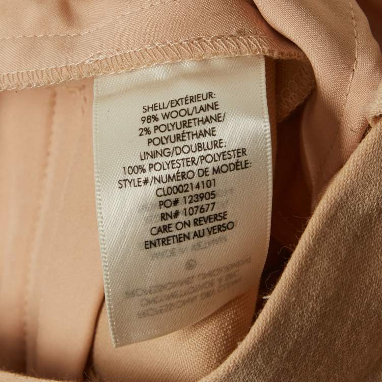 Pre Owned Alice + Olivia Beige Wool Wide-Leg Trousers S