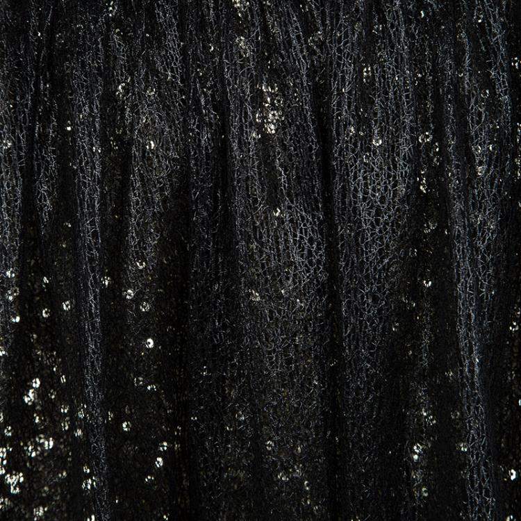 مملوكة مسبقًا Alice + Olivia Black Mesh Overlay Sequin Embellished Gathered Skirt M