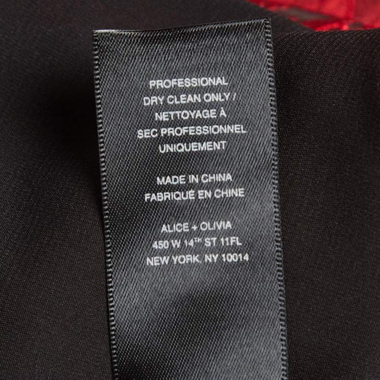 Pre Owned Alice + Olivia Red Floral Jacquard Flared Mini Skirt S