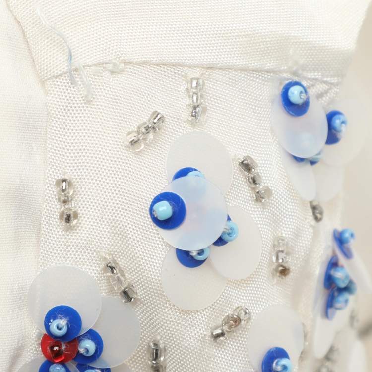 Pre Owned Alice + Olivia White Polyester Embellished Top XS