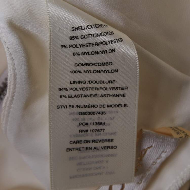 Pre Owned Alice + Olivia White Jacquard Embellished Crop Top S