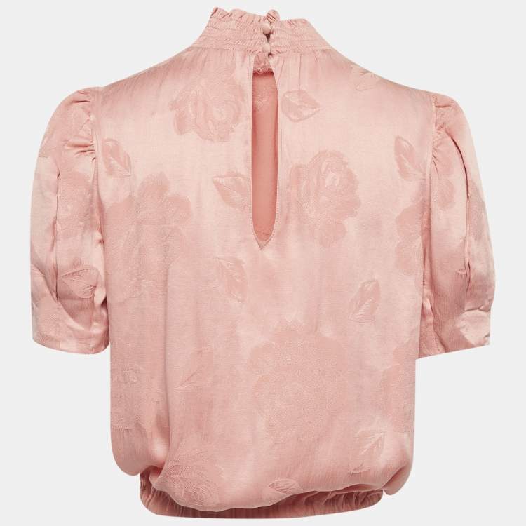 مملوكة مسبقًا Alice + Olivia Pink Jacquard Crepe Top S