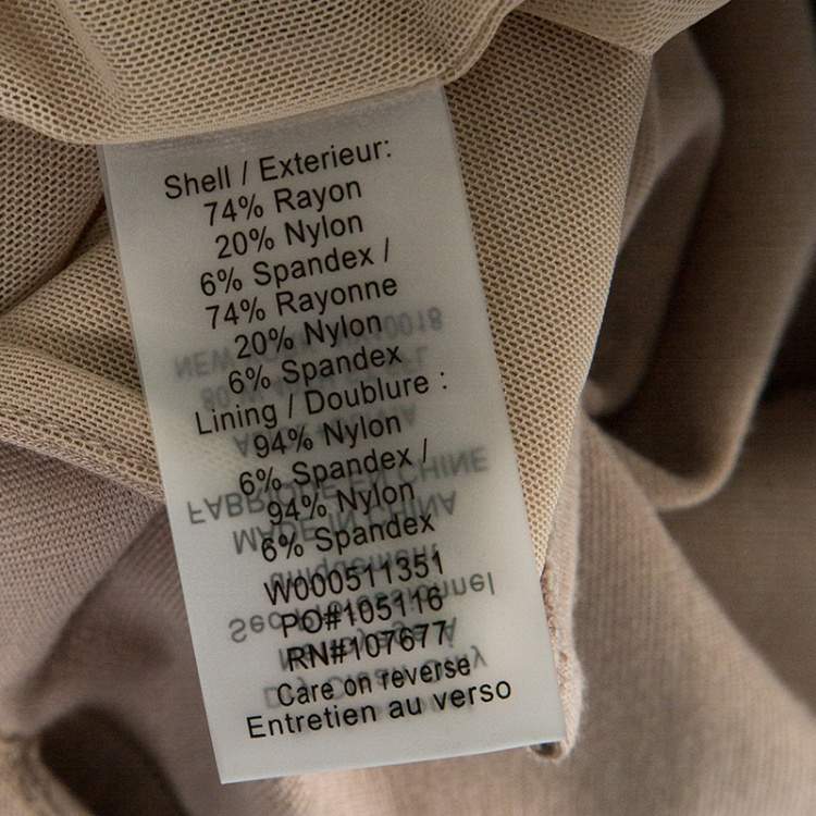 Pre Owned Alice + Olivia Employed Beige Stretch Jersey Cap Sleeve Sheath Dress M