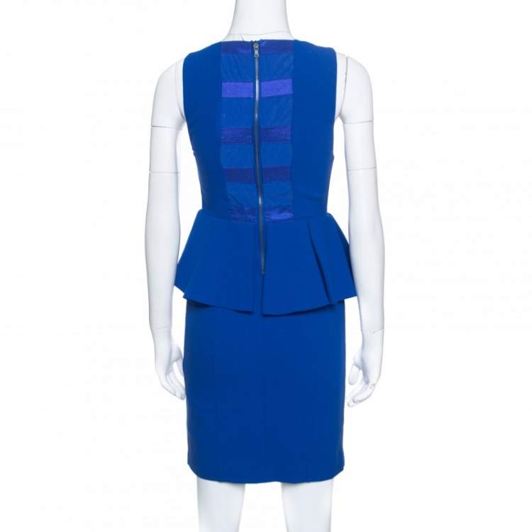 Pre Owned Alice + Olivia June Cobalt Blue Sleeveless Peplum Dress S