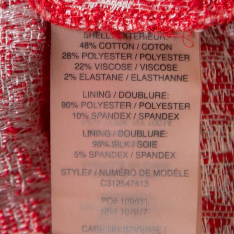 Pre Owned Alice + Olivia Red and White Textured Knit Flounce Dress M