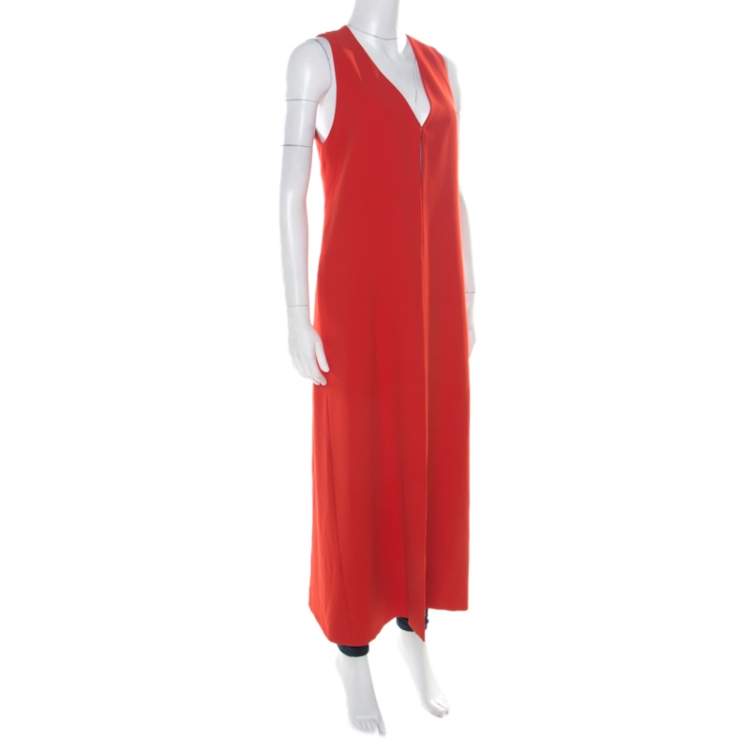 Pre Owned Alice + Olivia Poppy Red Crepe Sleeveless Angelica Maxi Vest S