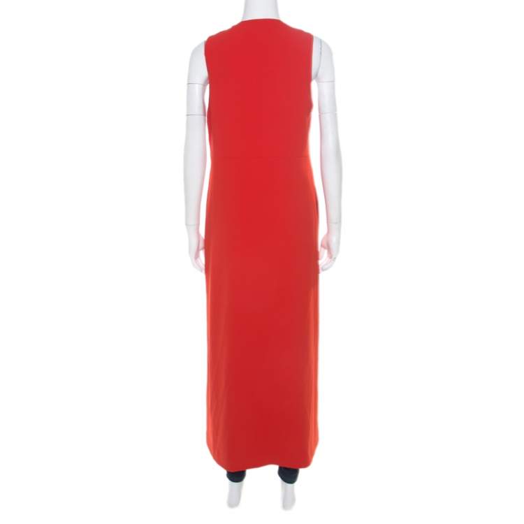 Pre Owned Alice + Olivia Poppy Red Crepe Sleeveless Angelica Maxi Vest S