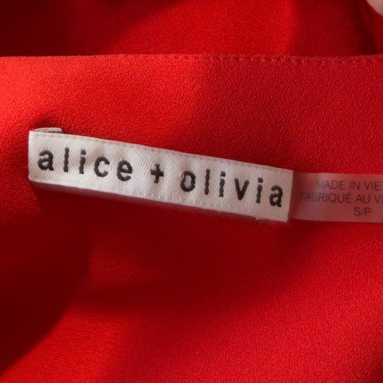 Pre Owned Alice + Olivia Poppy Red Crepe Sleeveless Angelica Maxi Vest S