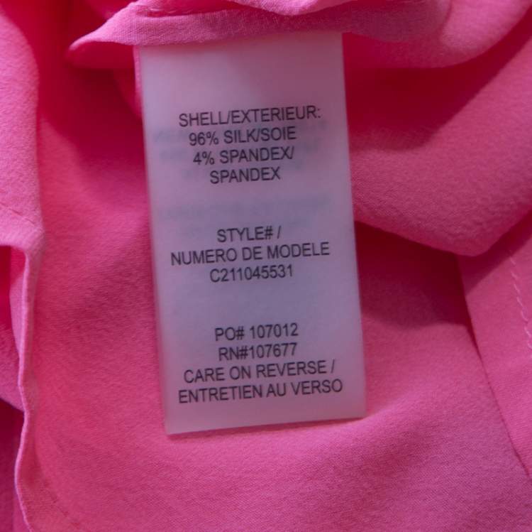 Pre Owned Alice + Olivia Neon Pink Silk Long Sleeve Shirt XS