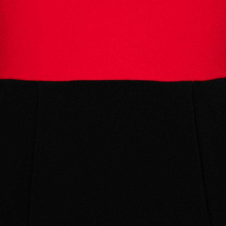 Pre Owned Alice + Olivia Red and Black Crepe Ira Sheath Dress S