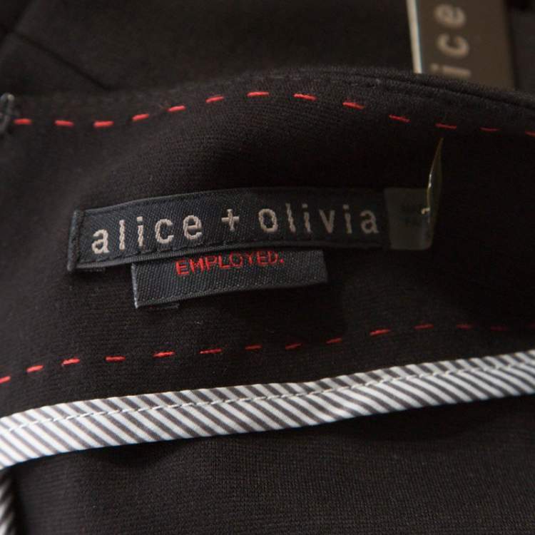 Pre Owned Alice + Olivia Black Stretch Knit Victoria Peplum Dress S