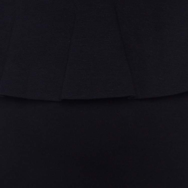 Pre Owned Alice + Olivia Black Stretch Knit Victoria Peplum Dress S