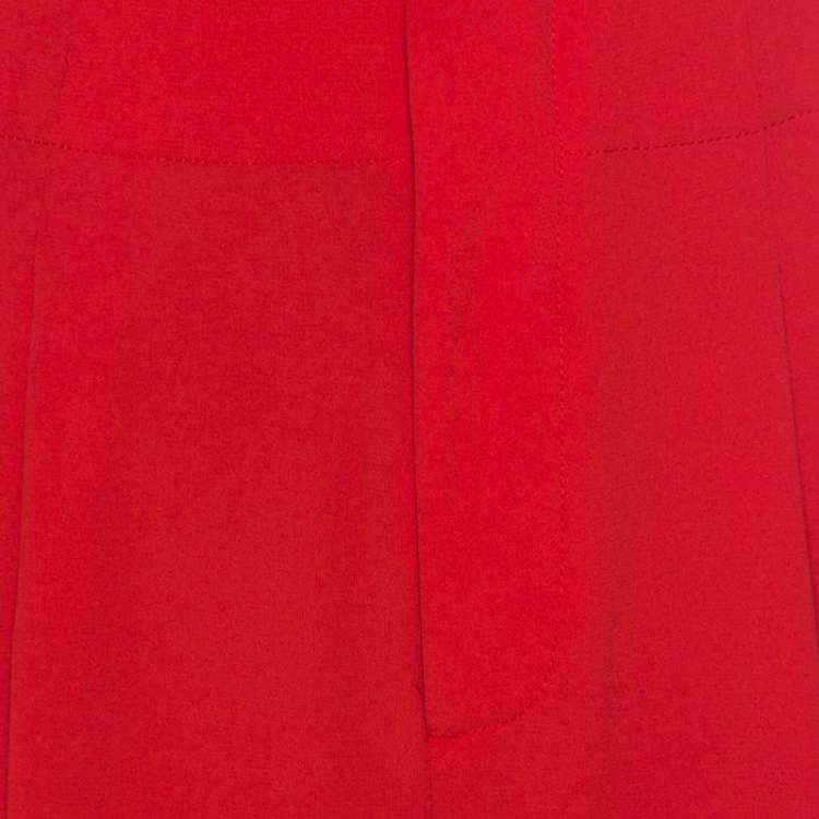Pre Owned Alice + Olivia Poppy Orange Crepe Wide Leg Trousers M 