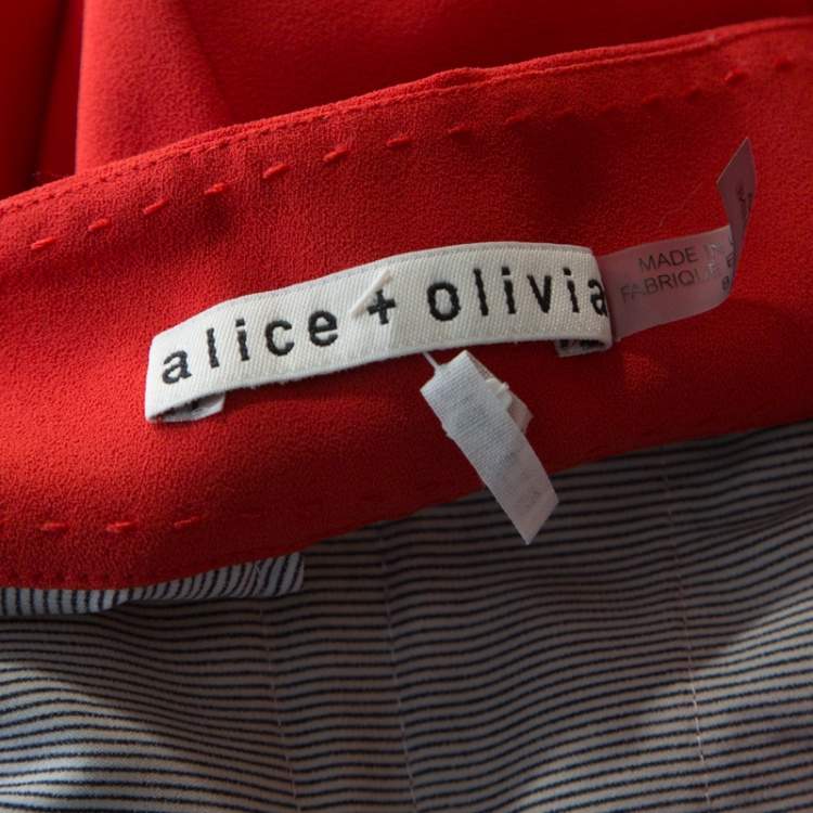 Pre Owned Alice + Olivia Poppy Orange Crepe Wide Leg Trousers M 